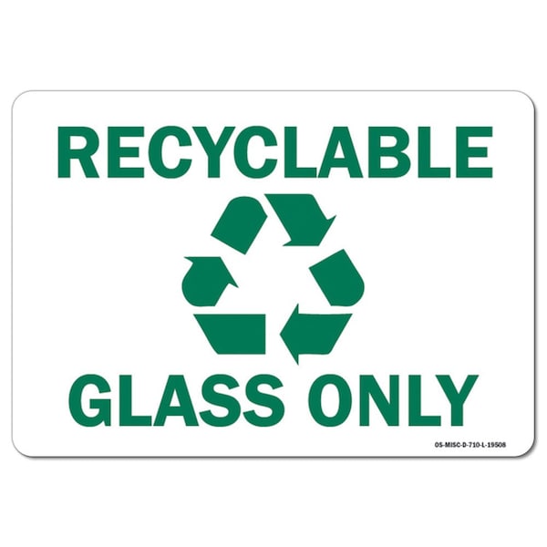 OSHA, 3.5" Height, Decal, 5" x 3.5", Landscape, PK10, Recyclable Glass Only with Graphic